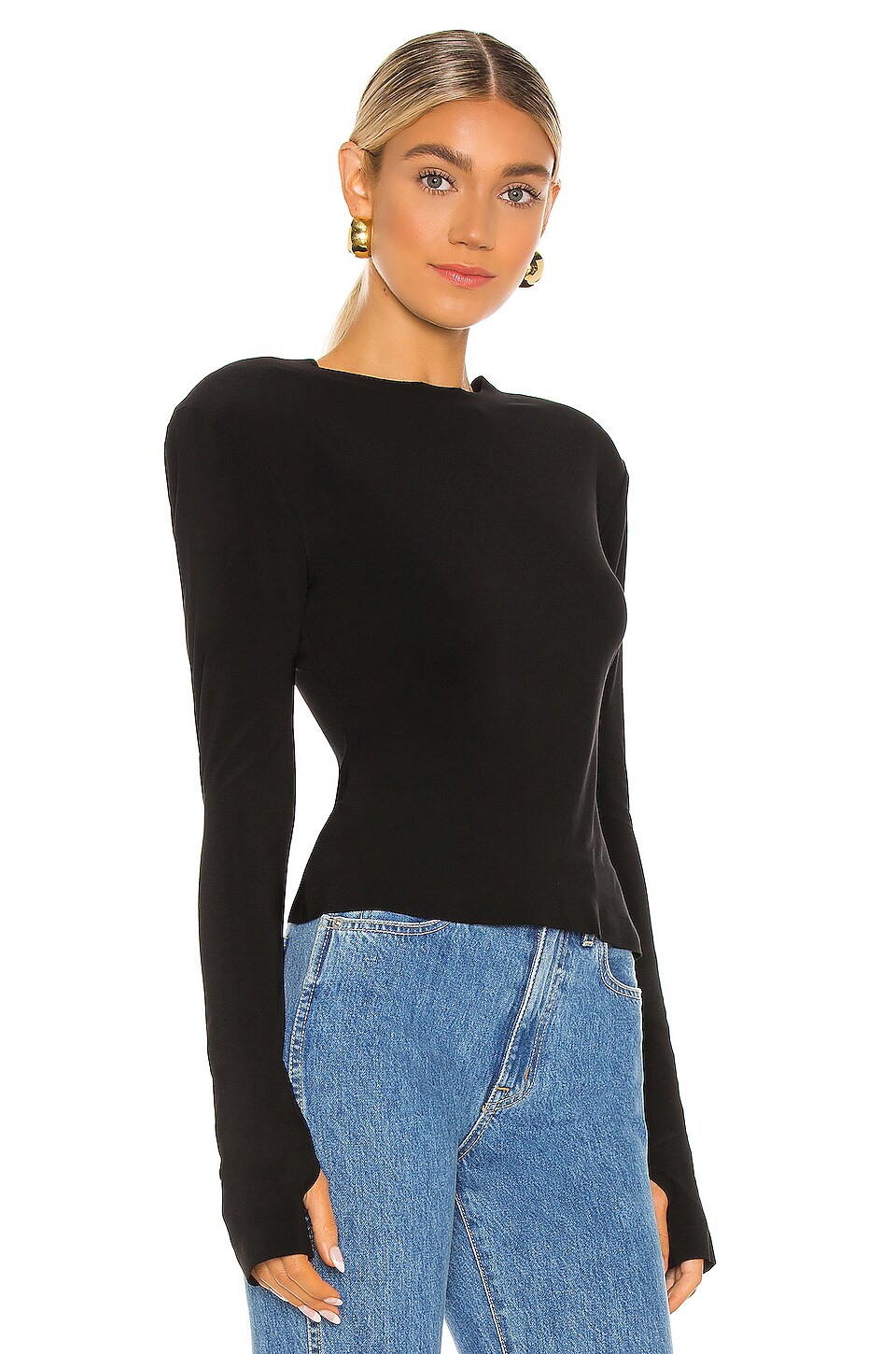 knit shoulder pad top