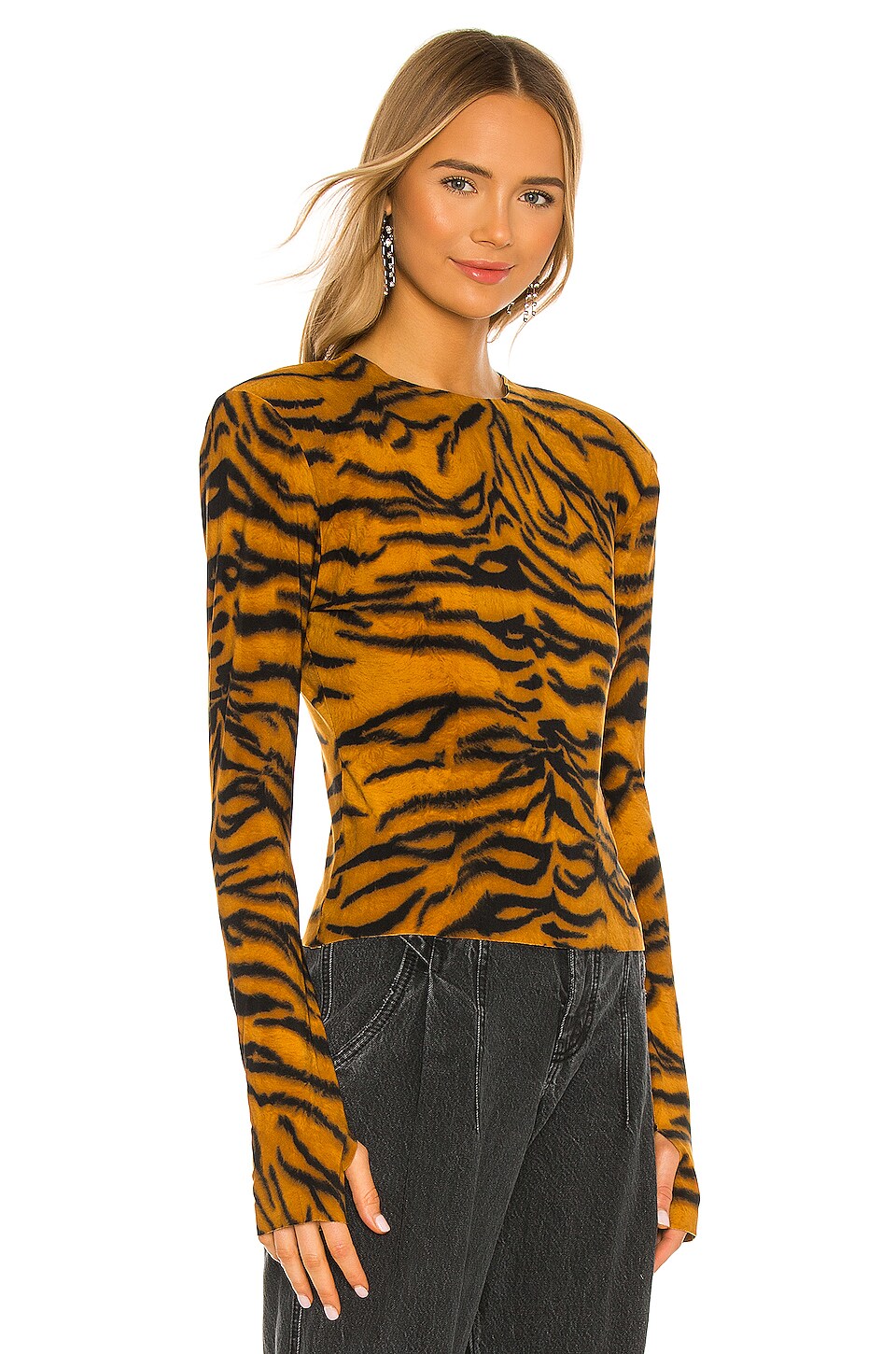 knit shoulder pad top