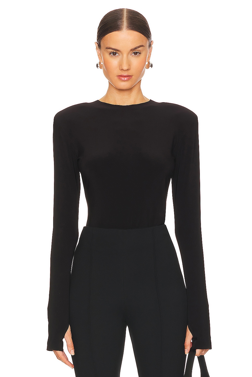 Norma Kamali Shoulder Pad Top in Black | REVOLVE