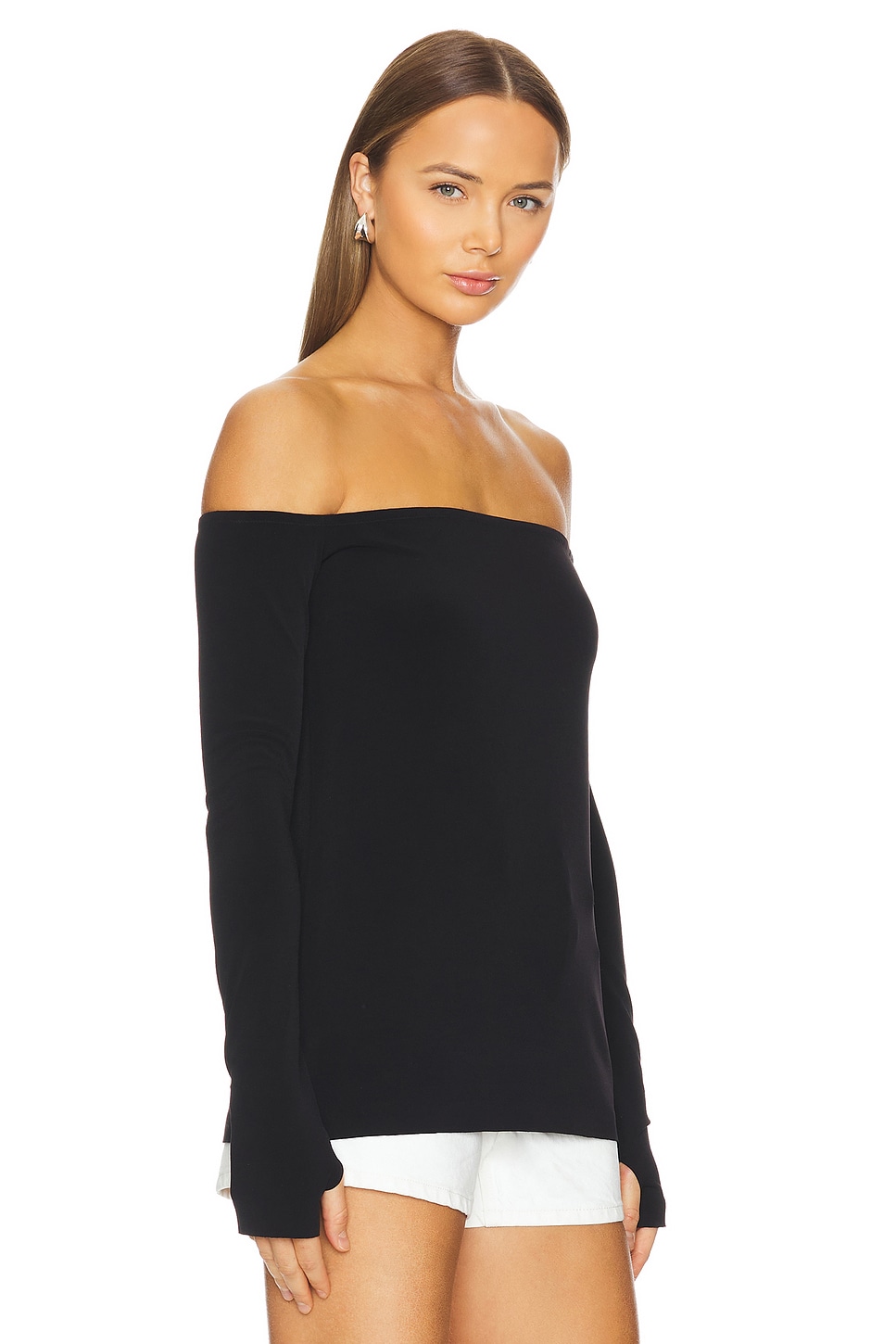 Norma Kamali Long Sleeve Off Shoulder Top in Black REVOLVE — free download