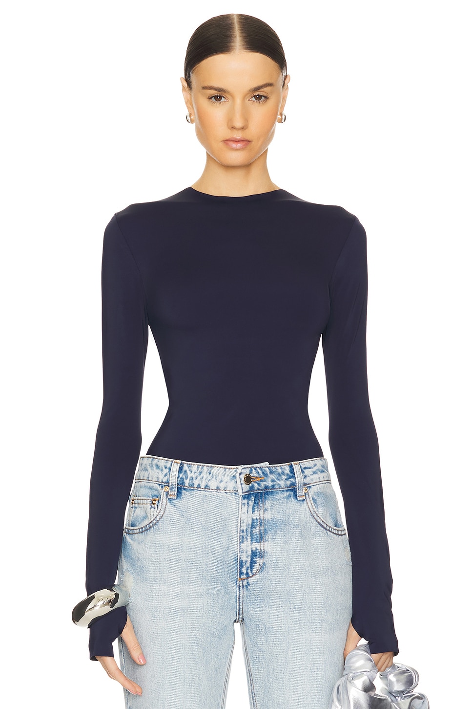 Norma Kamali Long Sleeve Crew Top