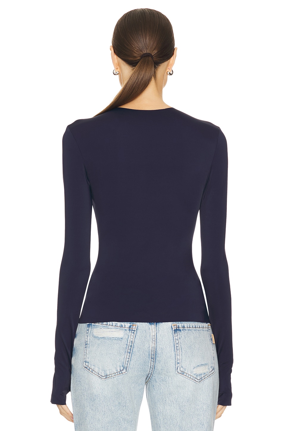 Norma Kamali Long Sleeve Crew Top