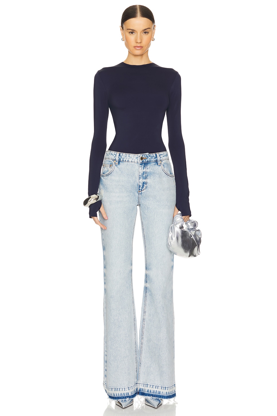 Norma Kamali Long Sleeve Crew Top