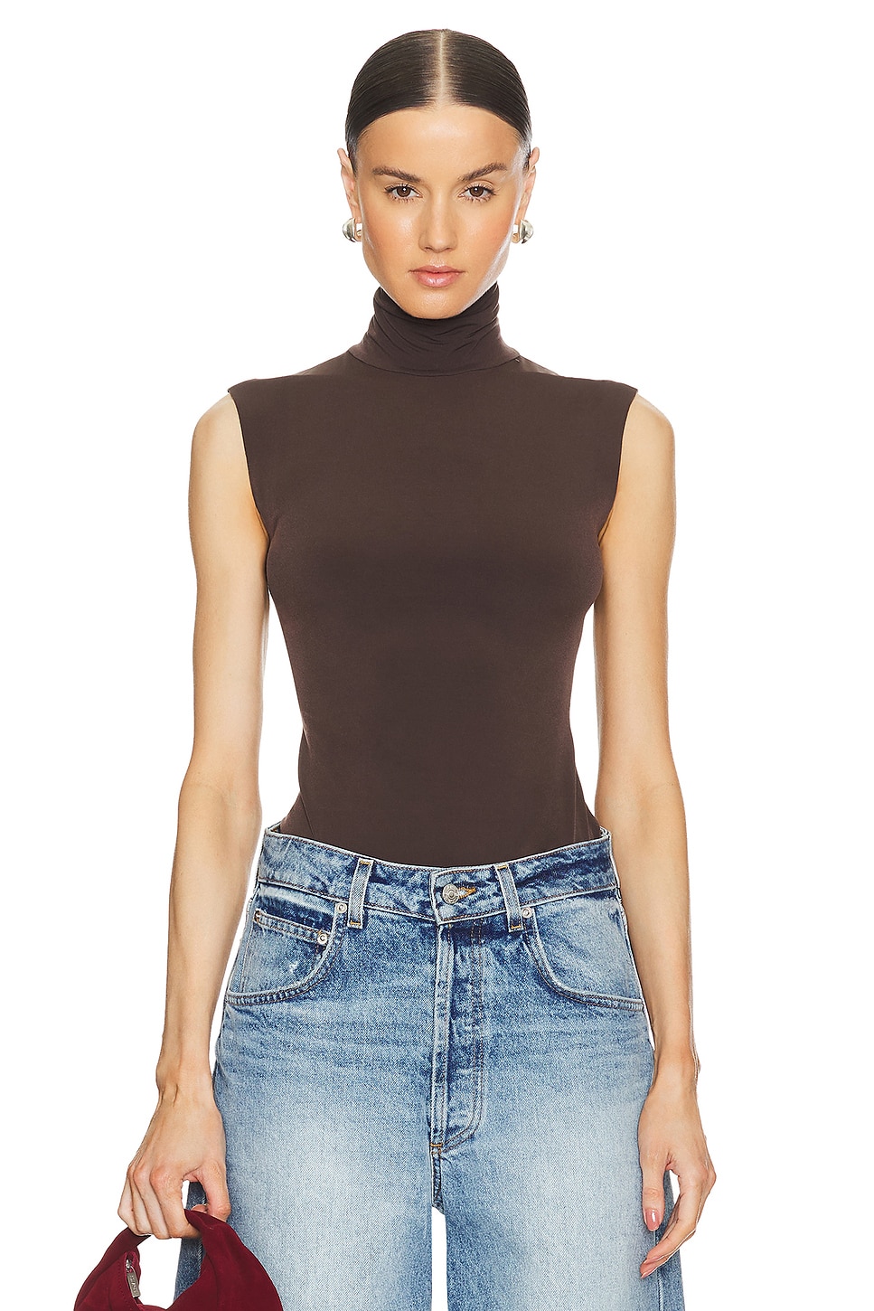 Norma Kamali Slim Fit Sleeveless Turtleneck Top