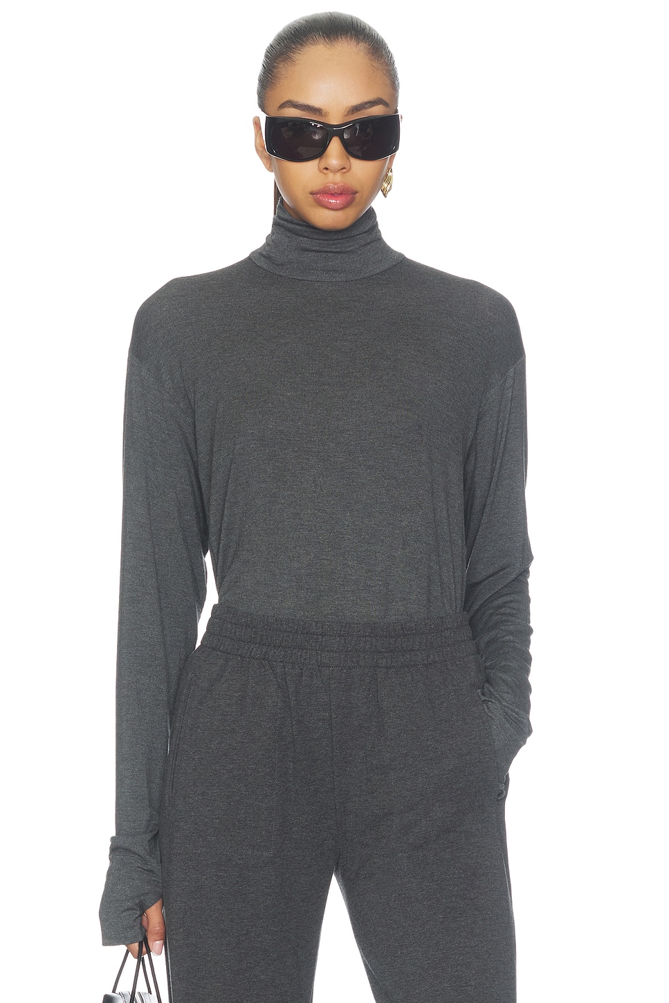 Norma Kamali Long Sleeve Turtleneck Easy Fit Top