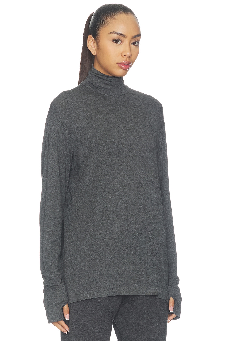 Norma Kamali Long Sleeve Turtleneck Easy Fit Top