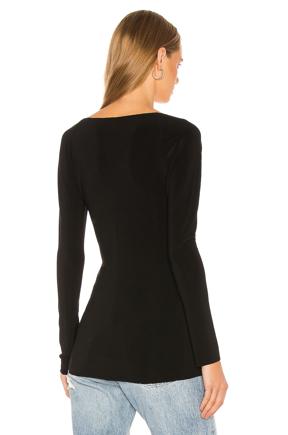 Norma Kamali Long Sleeve Sweetheart Blouse in Black | REVOLVE