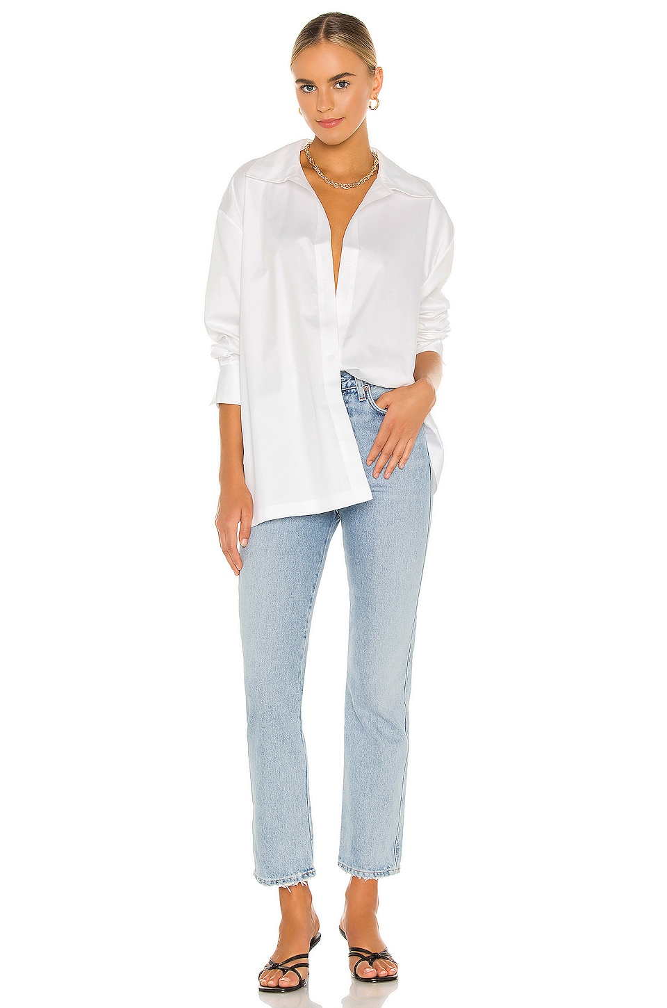 norma kamali oversized boyfriend shirt