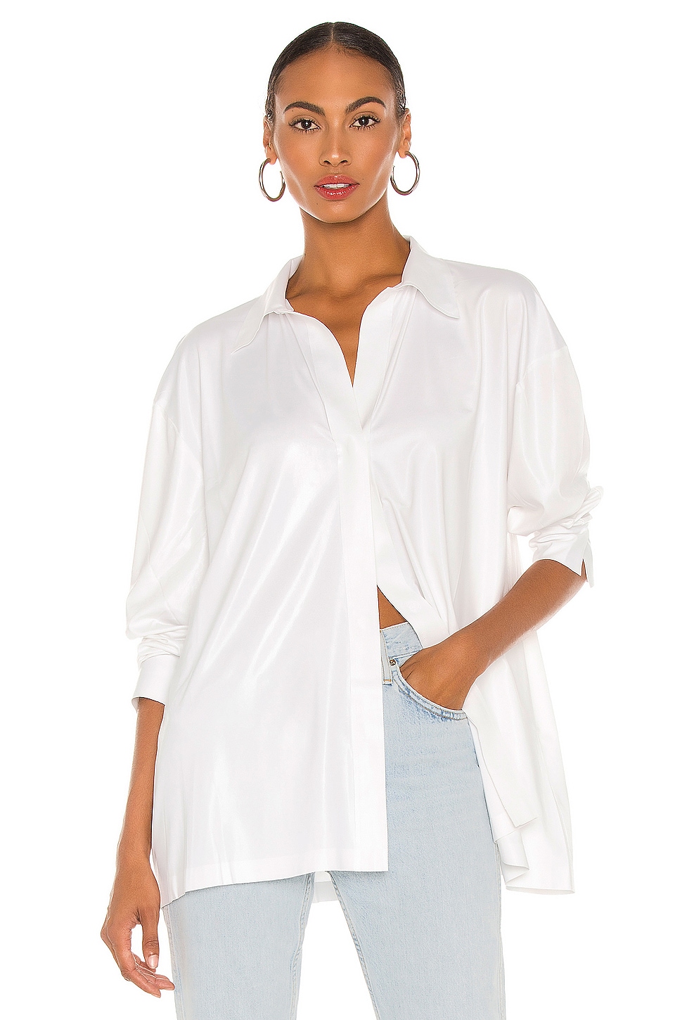 Norma Kamali Oversized Boyfriend Shirt in White | REVOLVE