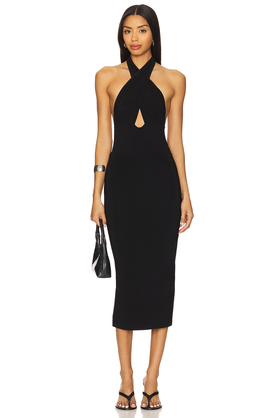 Norma Kamali Cross Halter Mio in Black | REVOLVE