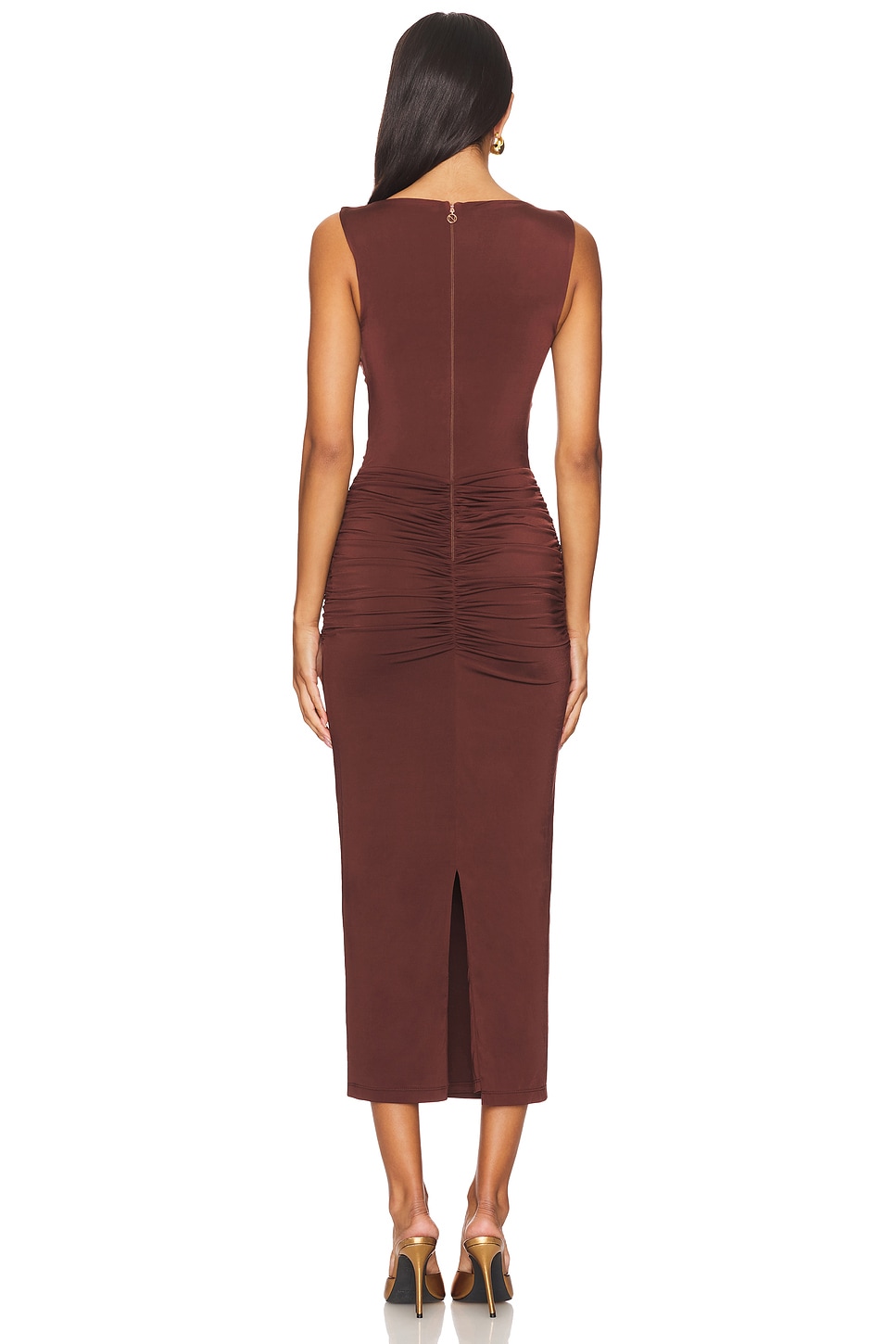knee length dresses for ladies Horizon Strapless Textured Midi Dress Chocolate– Selfie Leslie