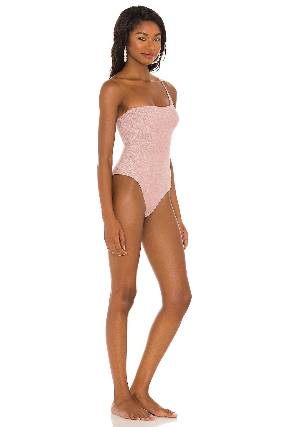 Nookie X Revolve One Shoulder One Piece Bikini In Pink Lurex Revolve