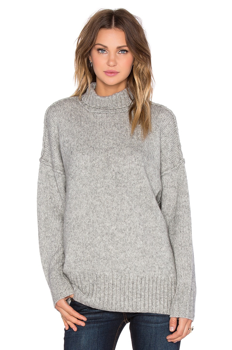 NLST Oversized Turtleneck Sweater in Heather Grey | REVOLVE