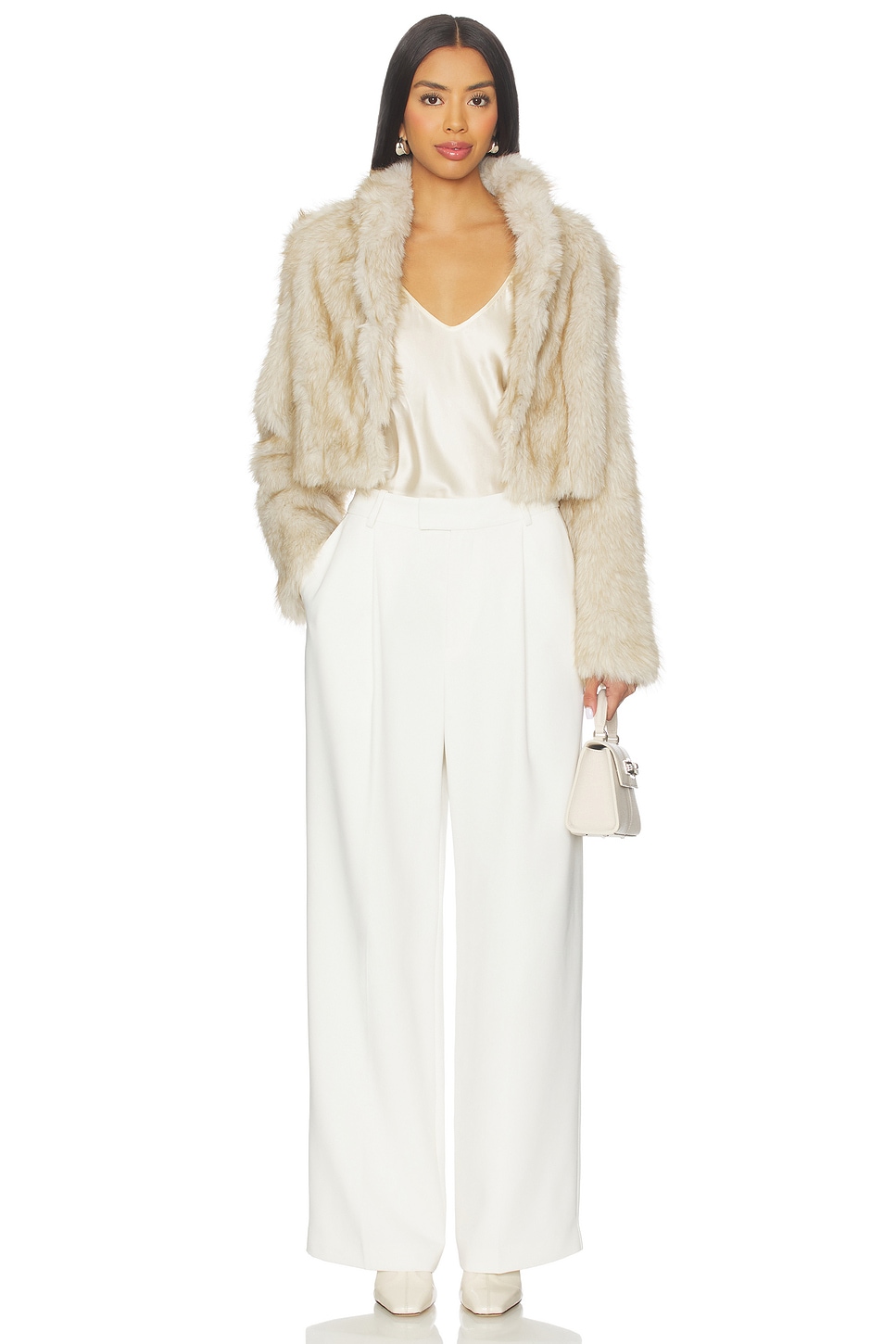 Nonchalant Label Uma Faux Fur Jacket in Ivory | REVOLVE
