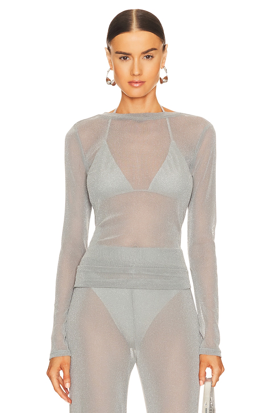 NONchalant Label Tera Top in Silver Blue Mesh | REVOLVE