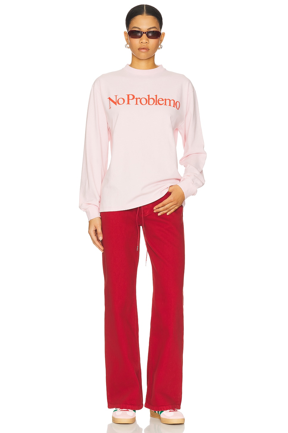 No Problemo No Problemo Long Sleeve Tee in Pale Pink | REVOLVE