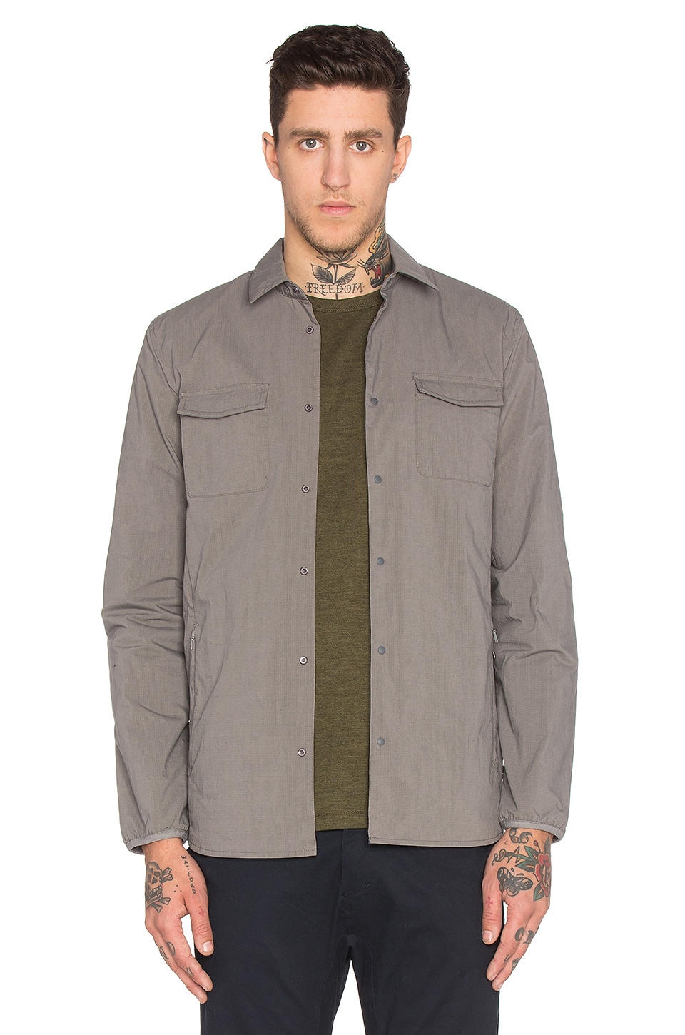 Norse Projects Jens Ripstop Nylon Shirt Jacket in Pewter | REVOLVE
