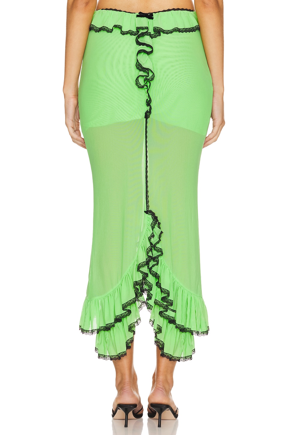 Nodress Lace Trim Ruffled Fishtail Skirt