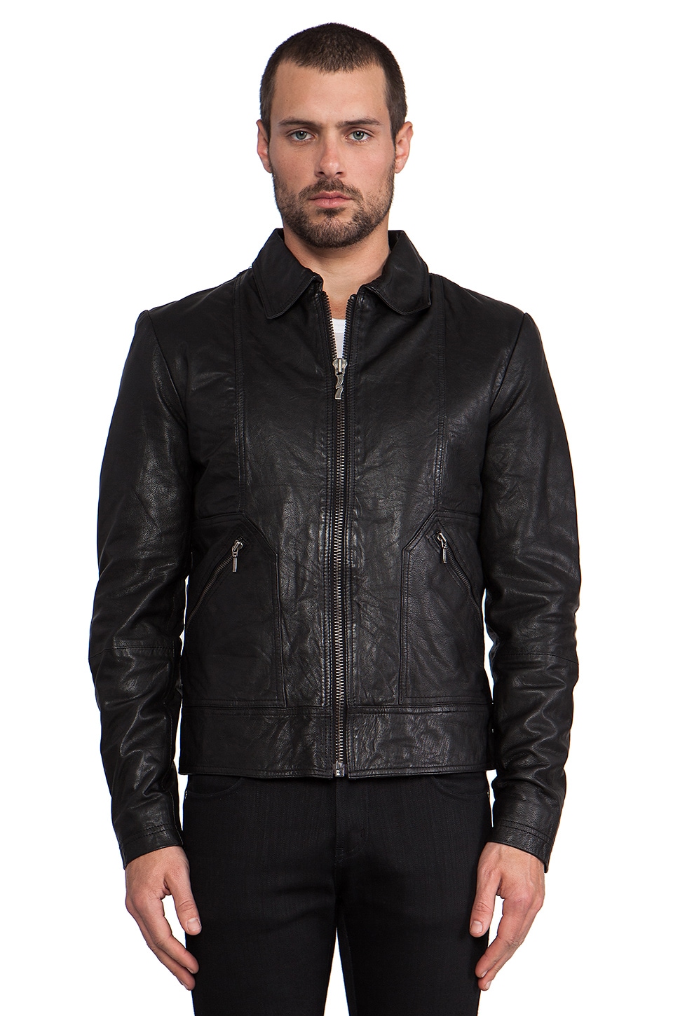 Nudie Jeans Jonny Leather Jacket in Black | REVOLVE