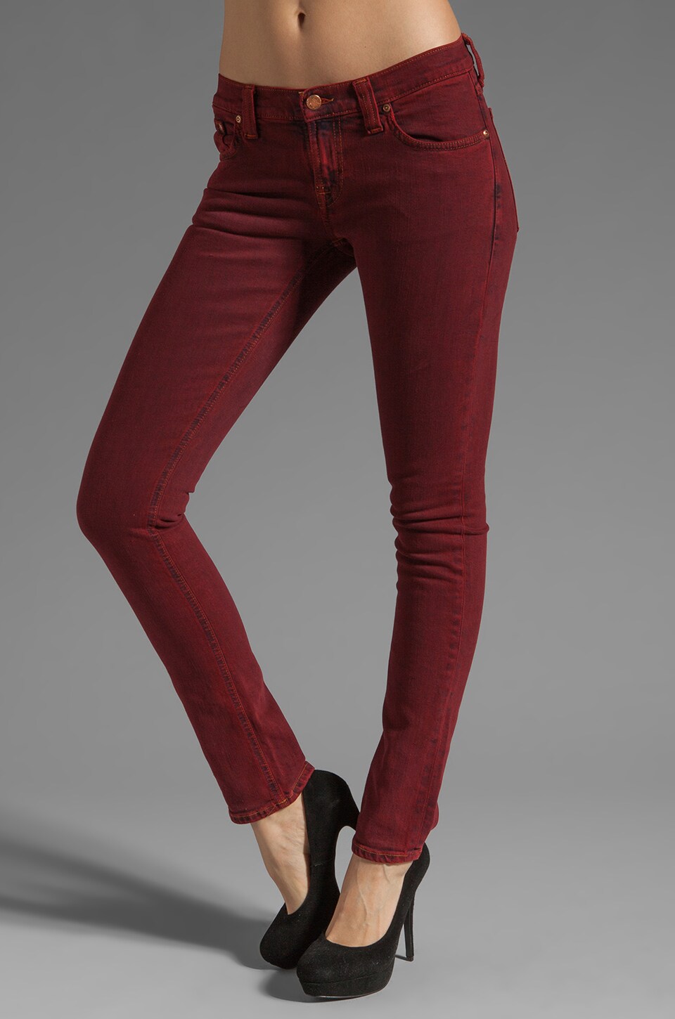 tight red jeans