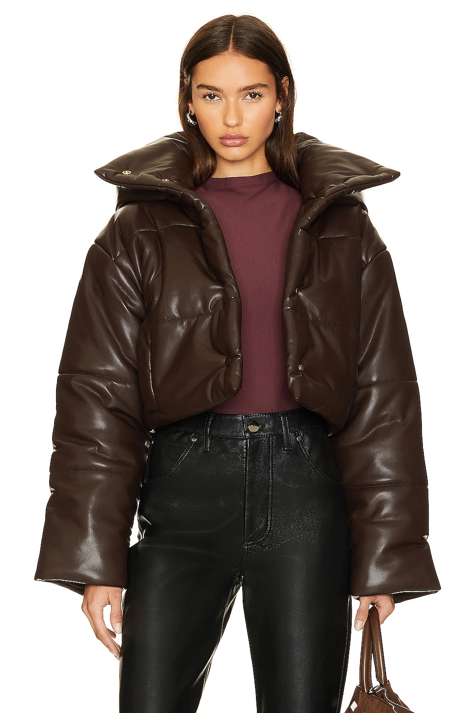 Nanushka Aveline Puffer Jacket in Coffee Ground