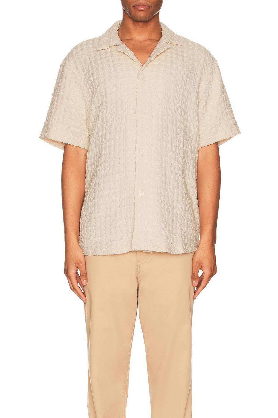 OAS Camp Collar Waffle Shirt - Nearly Black | Short Sleeve