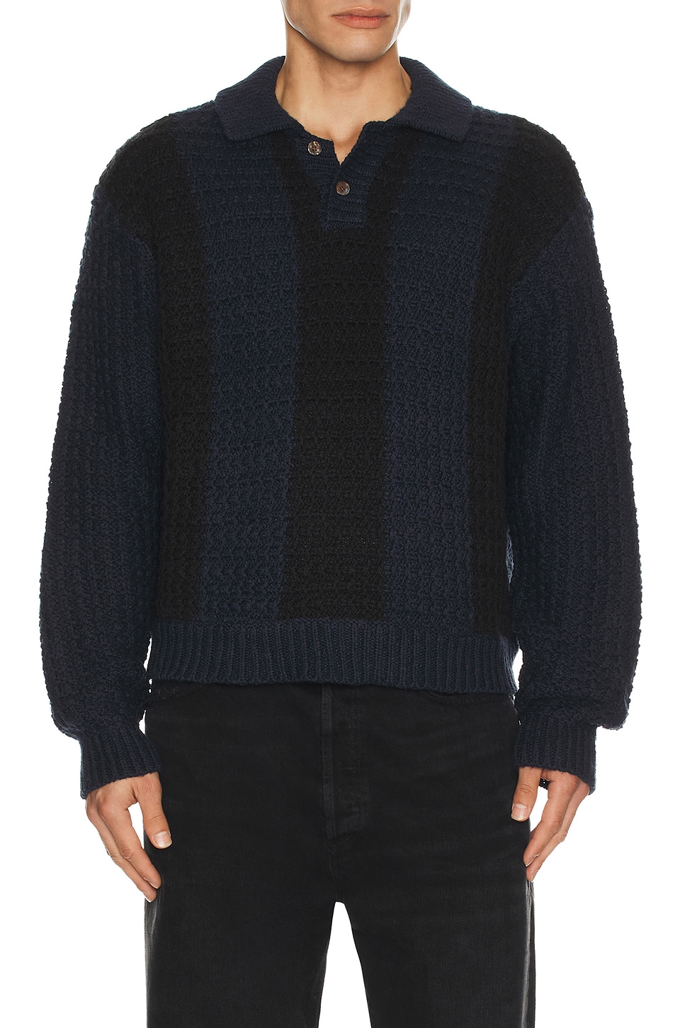 Obey Textured Rugby Polo in Dark Navy Multi | REVOLVE