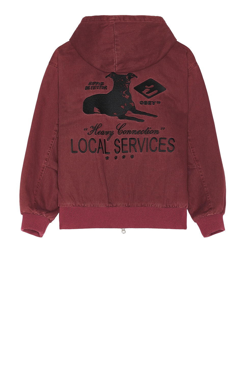 Obey Local Service Zip Up Hoodie in Wine Faded Wash REVOLVE