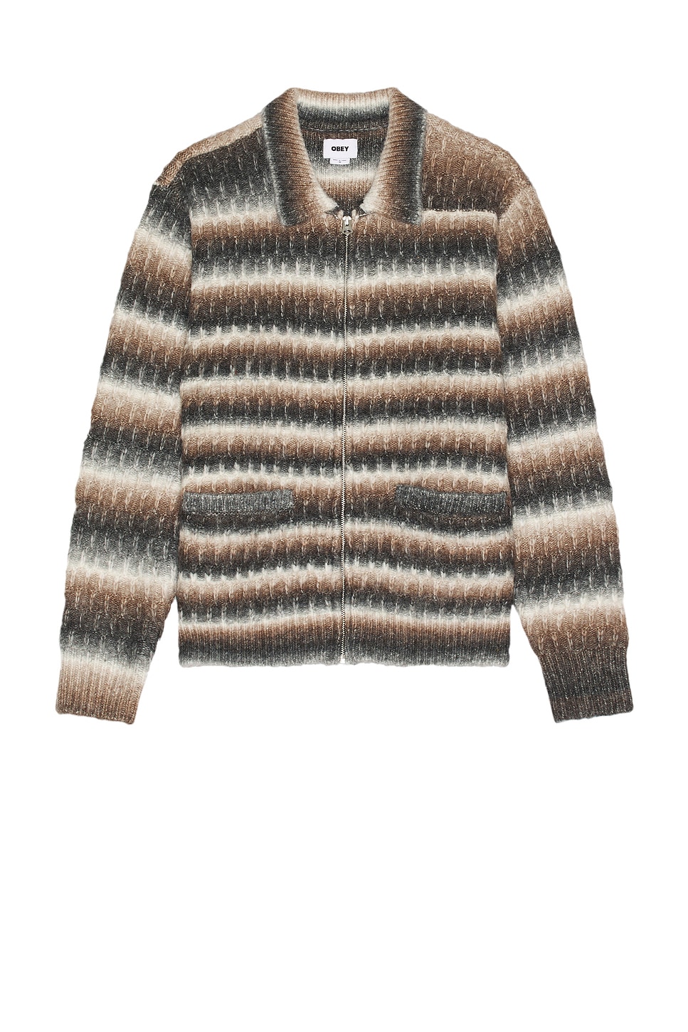 Obey Reggie Zip Up Cardigan in Black Multi | REVOLVE