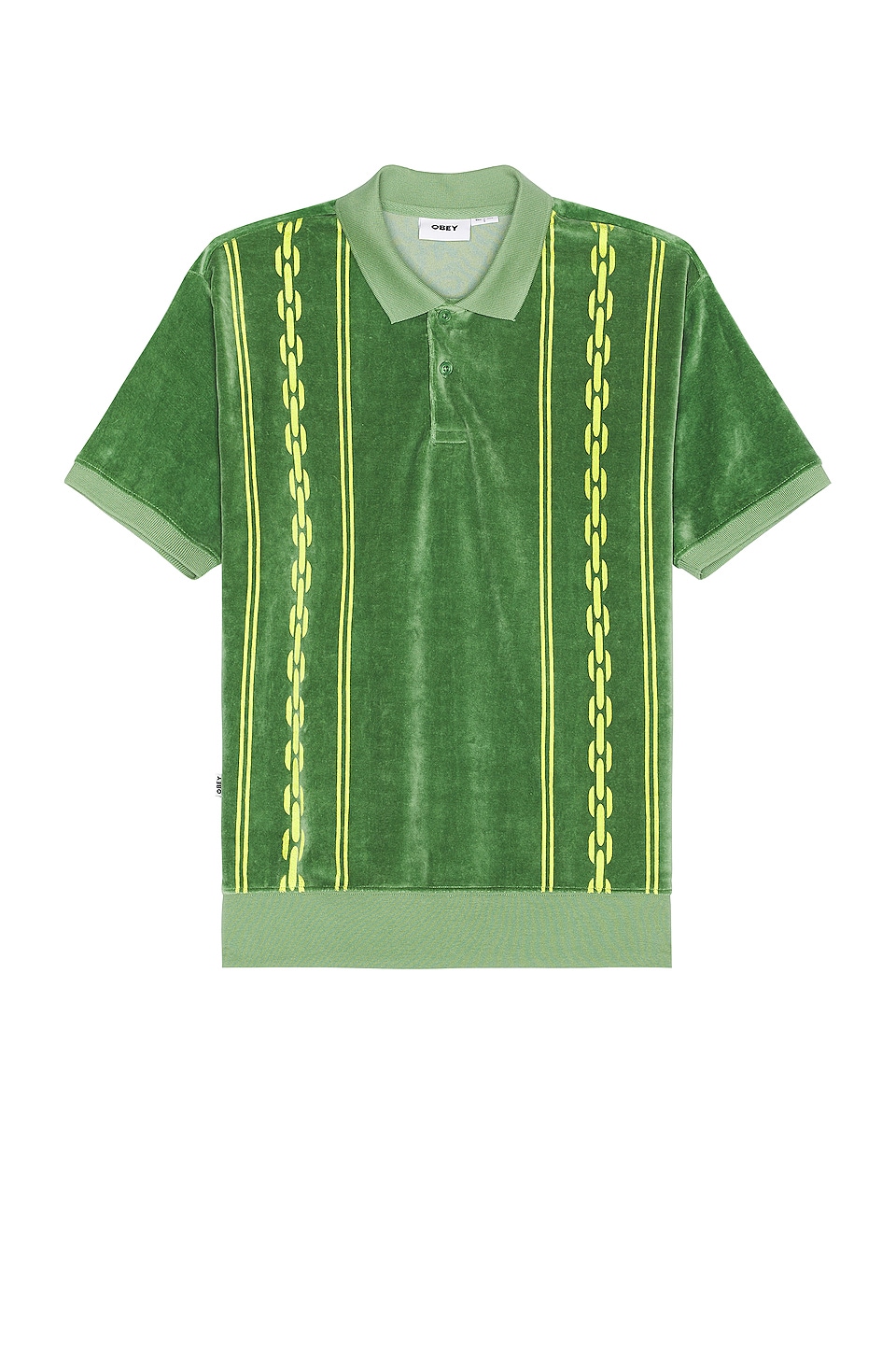 Obey Pensa Velour Short Sleeve Polo in Jade