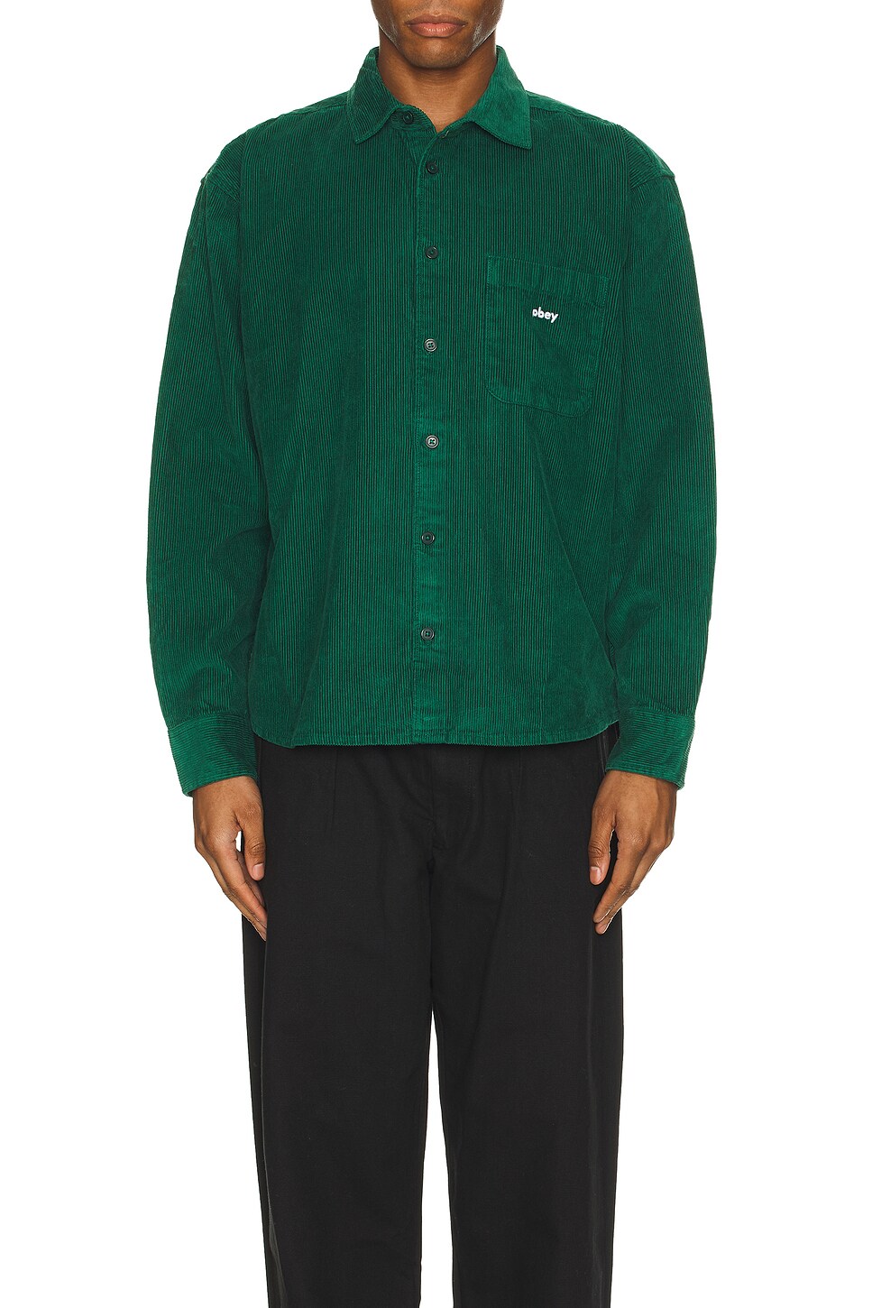 Obey Bigwig Cord Shirt in Rain Forest | REVOLVE