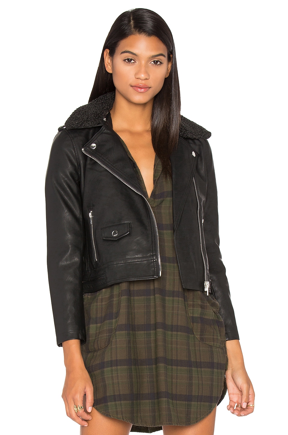Obey Billie Vegan Leather Faux Fur Jacket In Black Revolve Obey Billie Vegan Leather Faux Fur Jacket In Black