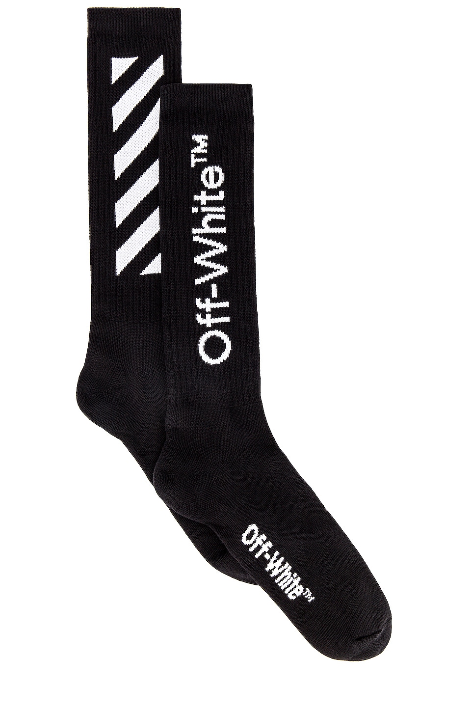 OFF-WHITE Diagonal Mid Length Socks in Black | REVOLVE