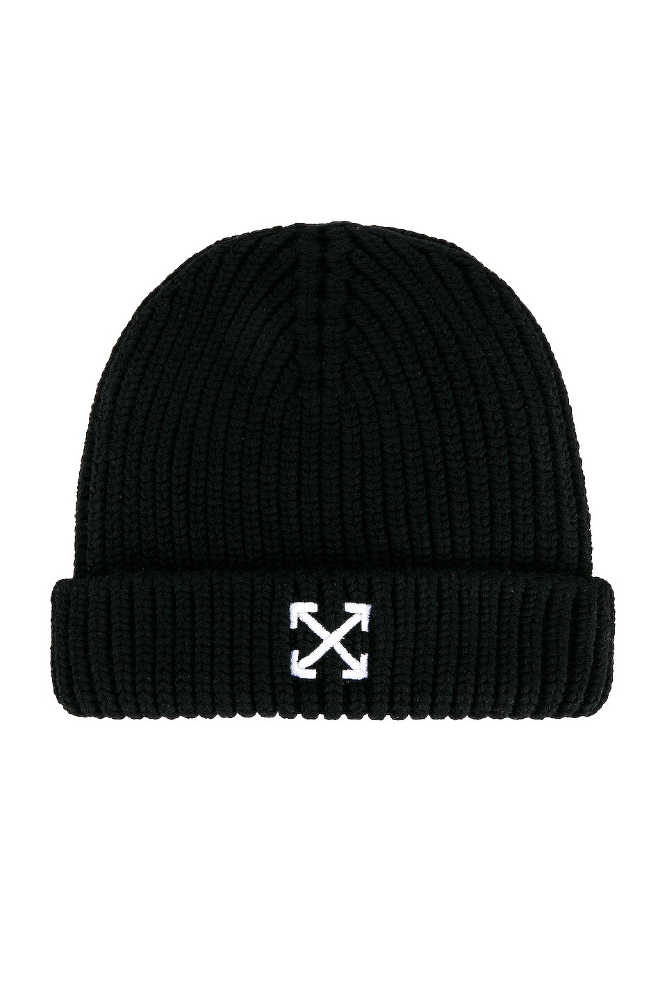 OFF-WHITE Arrow Beanie in Black & Optical White
