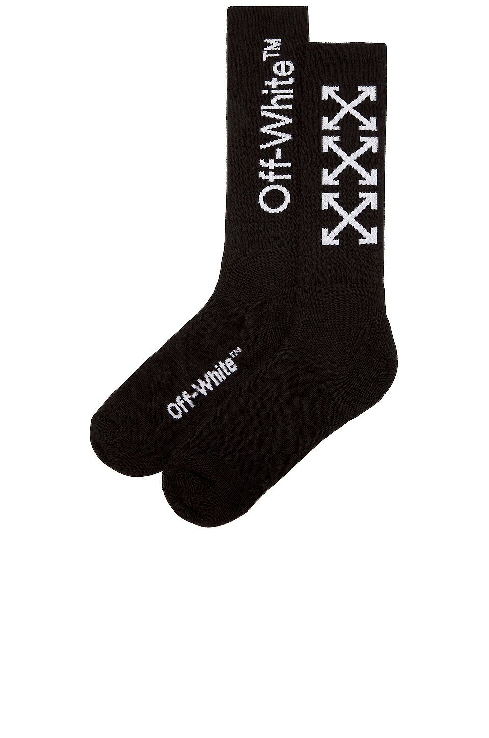 OFF-WHITE Arrow Mid Length Socks in Black & White