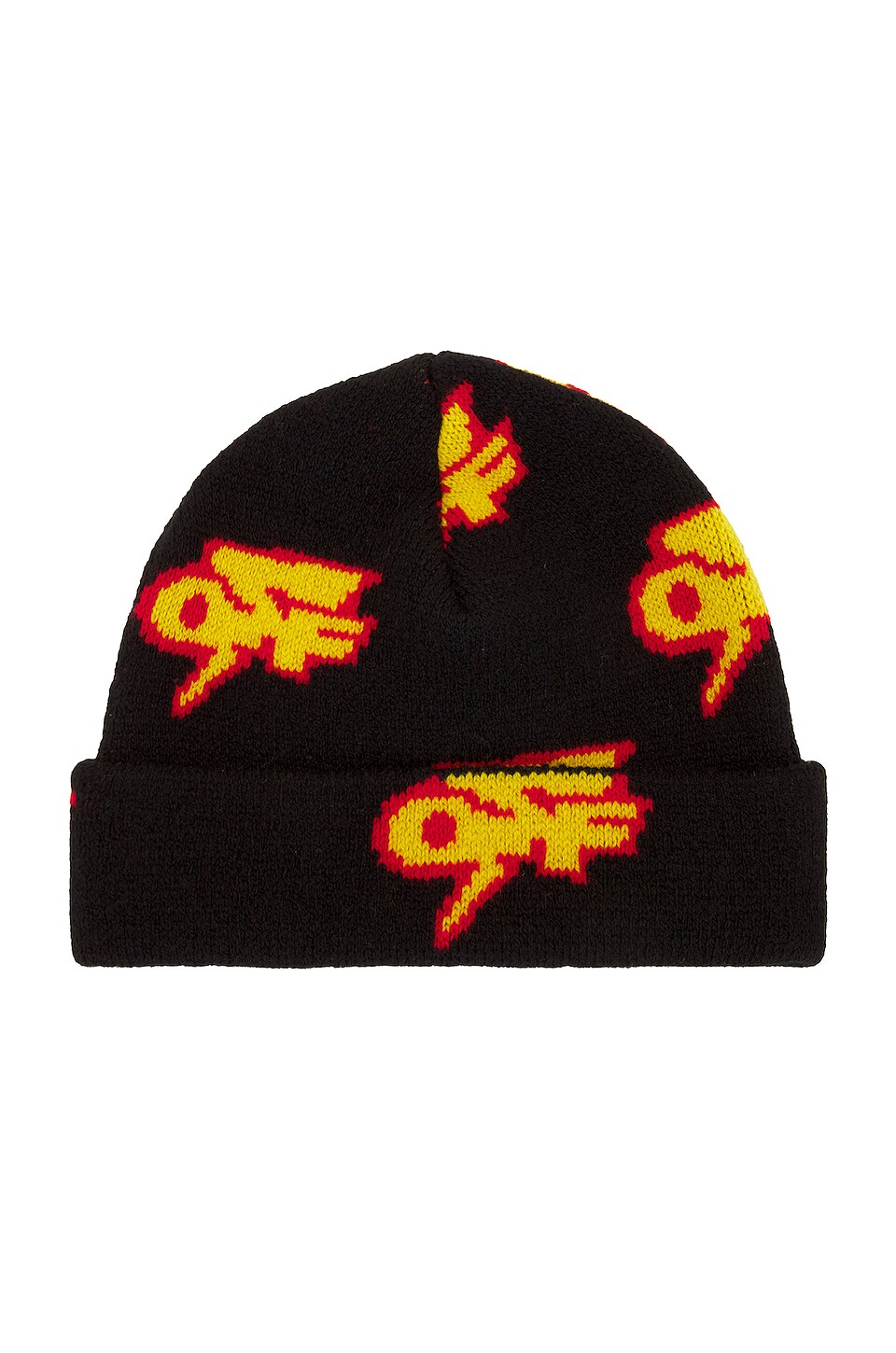 OFF-WHITE Thunder Beanie in Black & Yellow