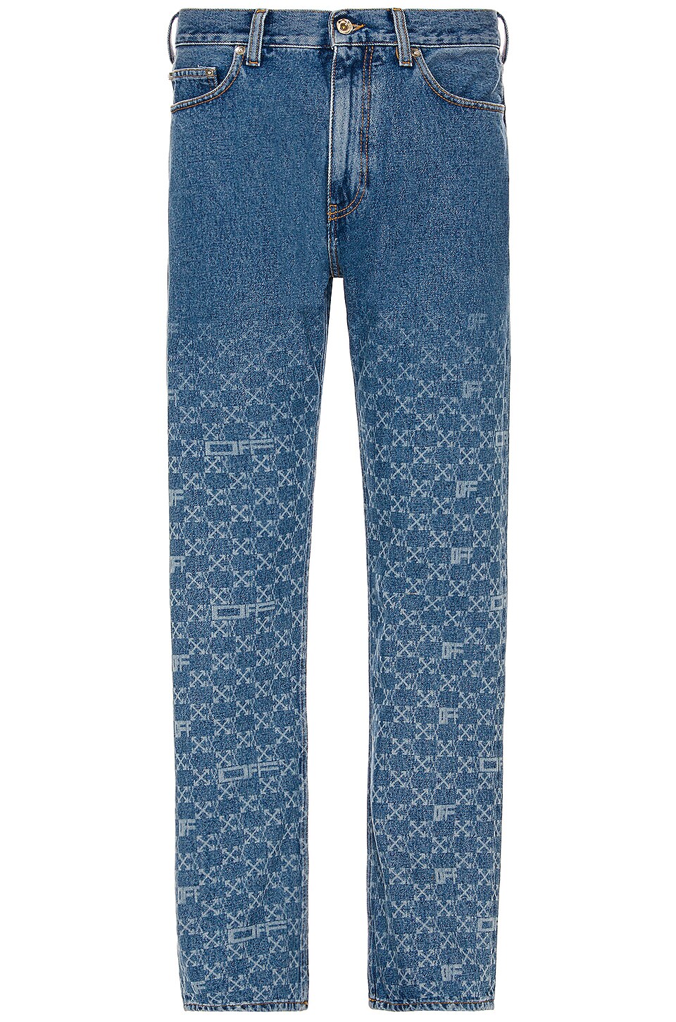 OFF-WHITE Monogram Skate Fit Jeans in Medium Blue