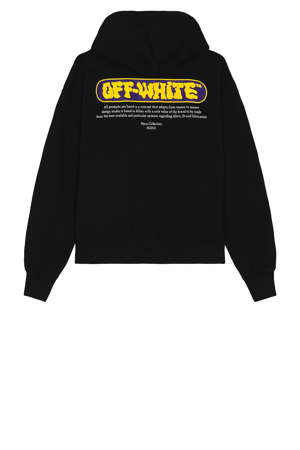 【Off White】 Front and back half logo skate hoodie OFF-WHITE Puffy Logo Skate Hoodie in Black & Citrus | REVOLVE