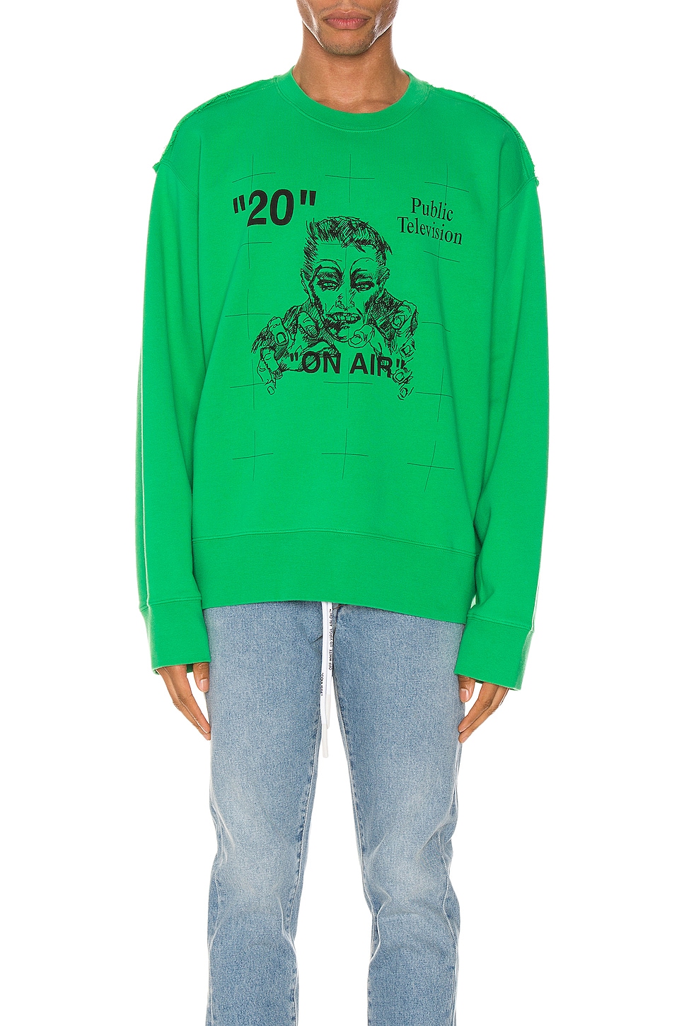 off white green crew neck