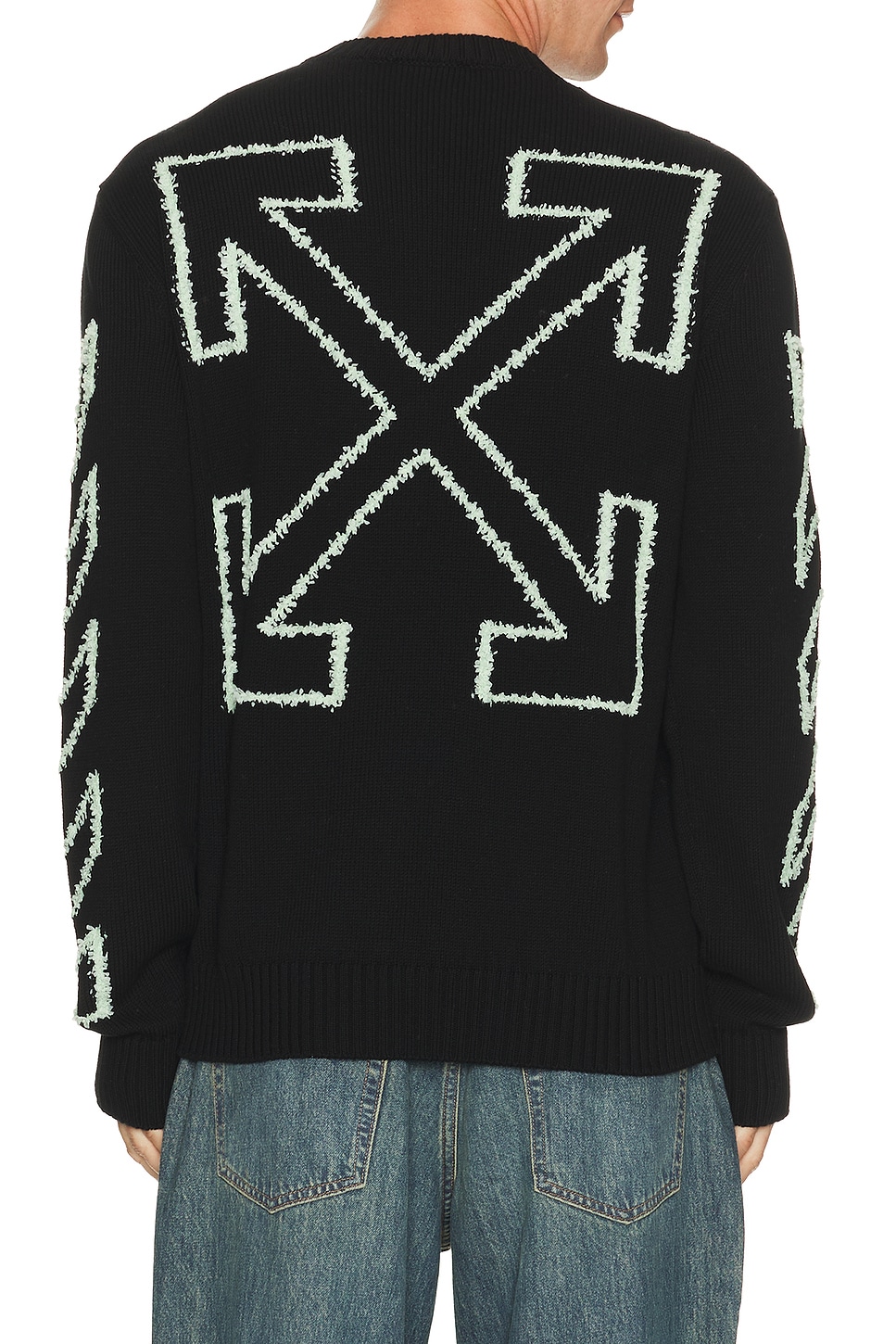 OFF-WHITE Fuzzy Knit Crew Neck Sweater in Black | REVOLVE