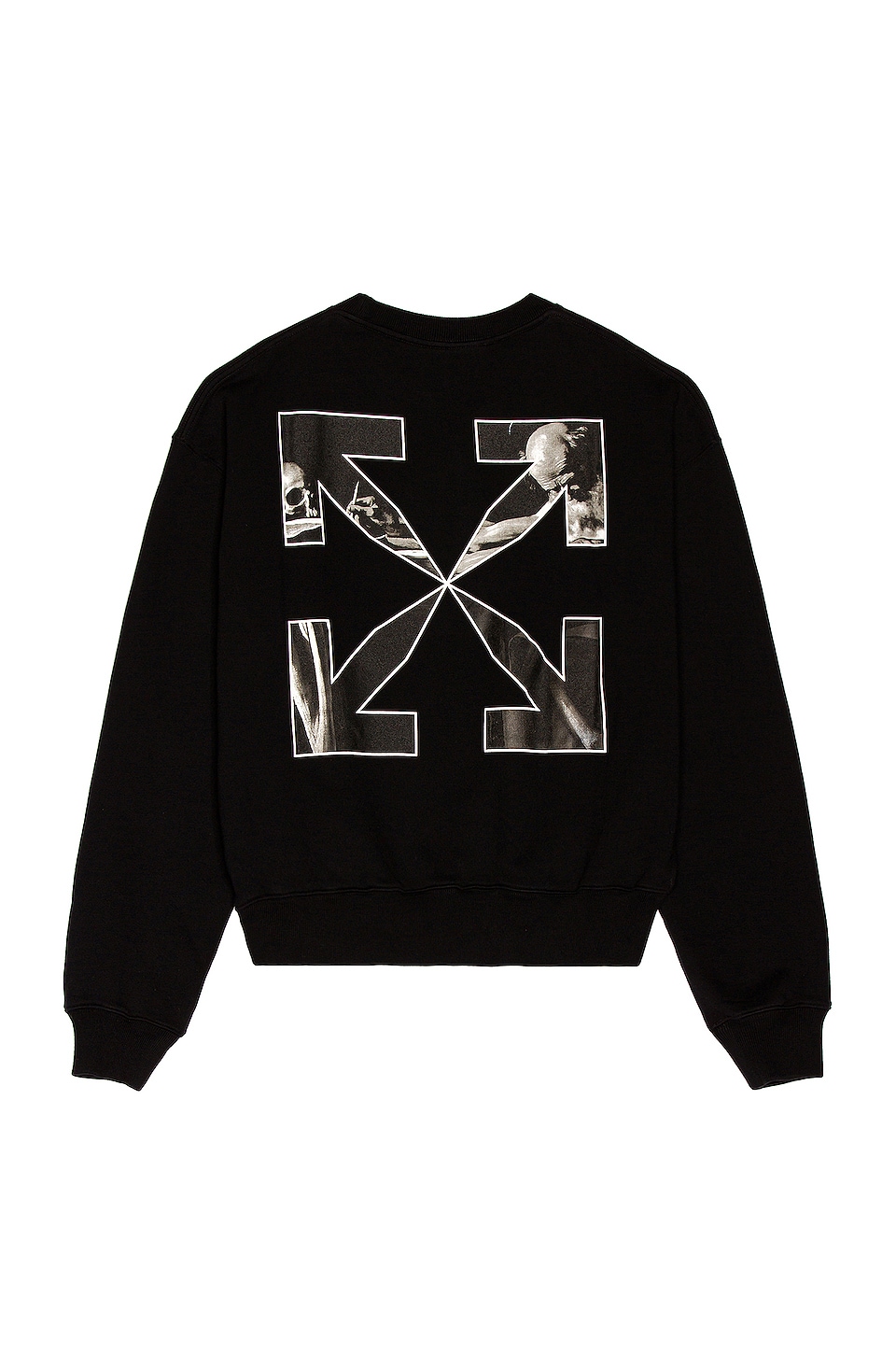 OFF-WHITE Caravag Arrow Over Crewneck in Black & White