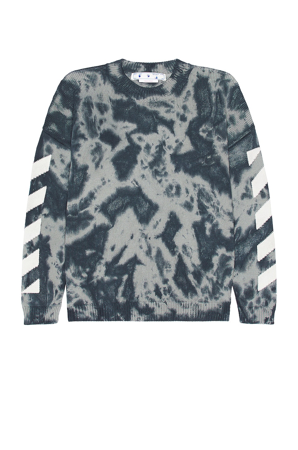 OFF-WHITE Diagonal Arrow Tie Dye Knit Crewneck in Warm Grey