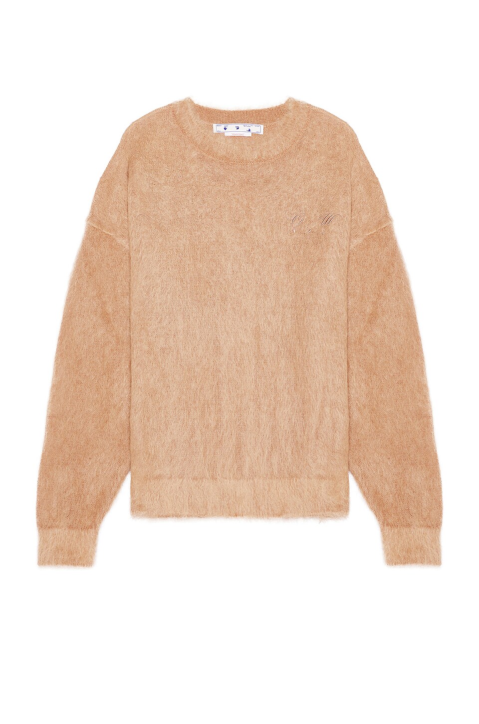OFF-WHITE Arrow Mohair Skate Knit Crewneck Sweater in Camel