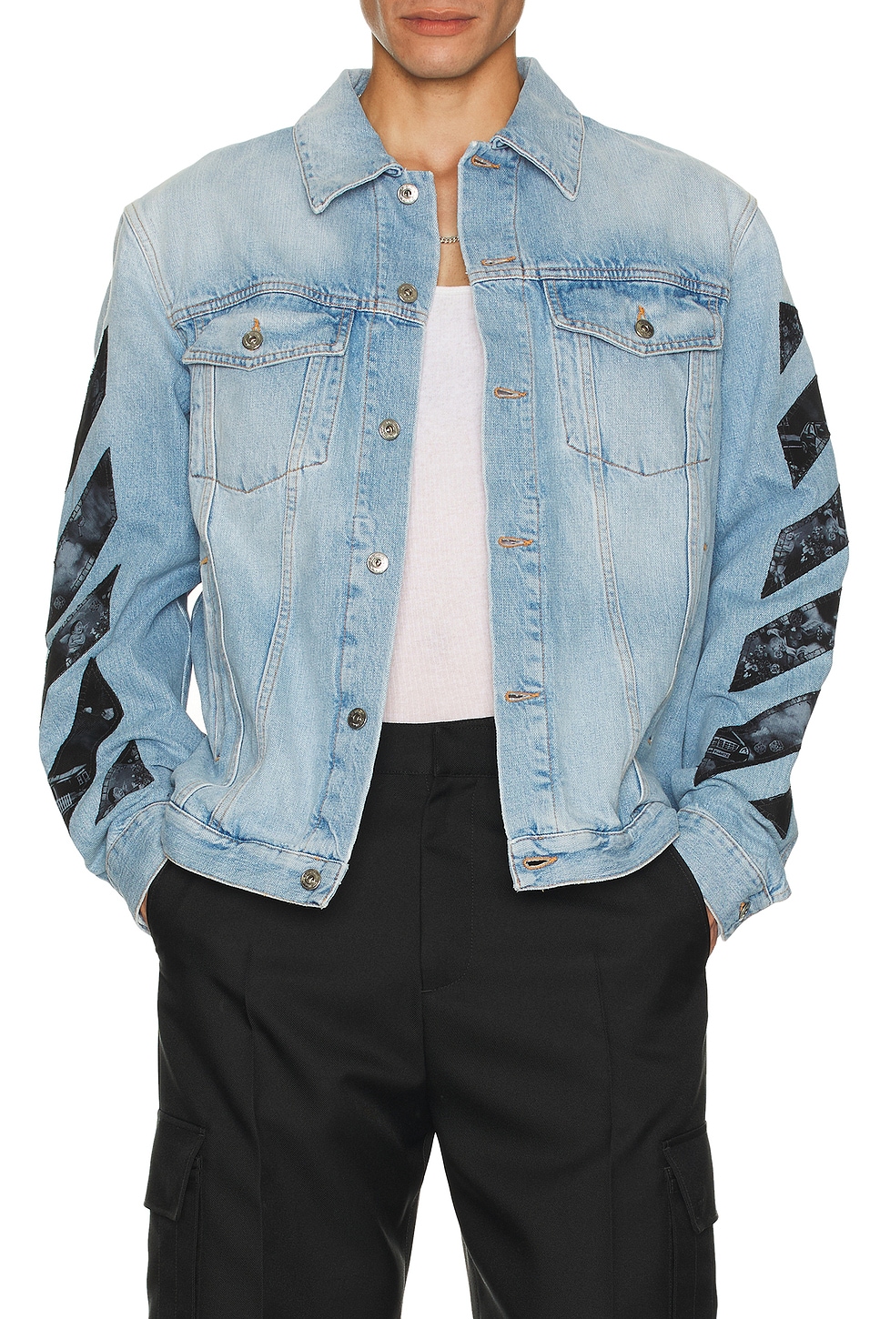 Fresco Diagonal Arrow Denim Jacket - Thumbnail 2