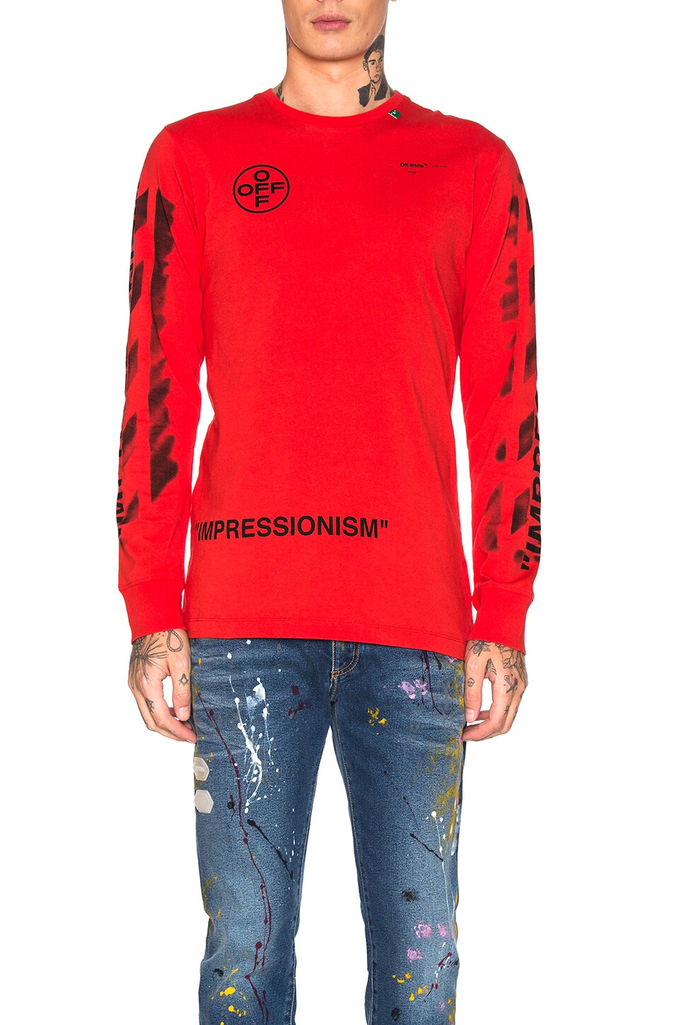 off white red long sleeve