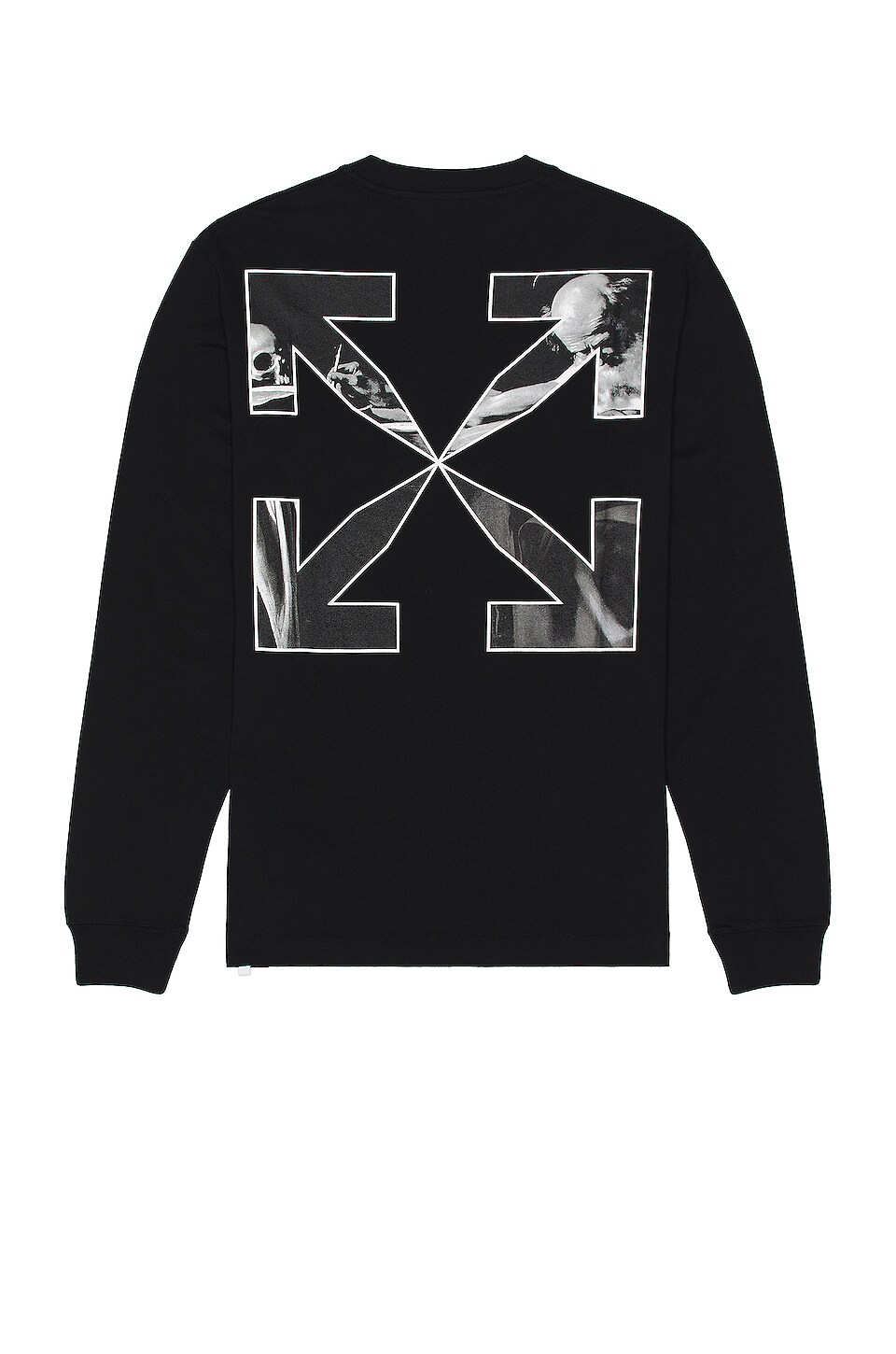 OFF-WHITE Caravag Arrow Long Sleeve Tee in Black & White