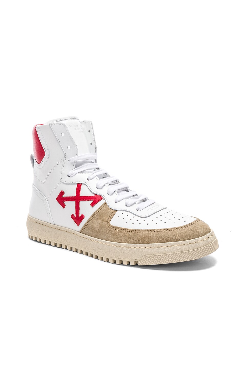 Image 1 of 70s High Top Sneakers in White & Red