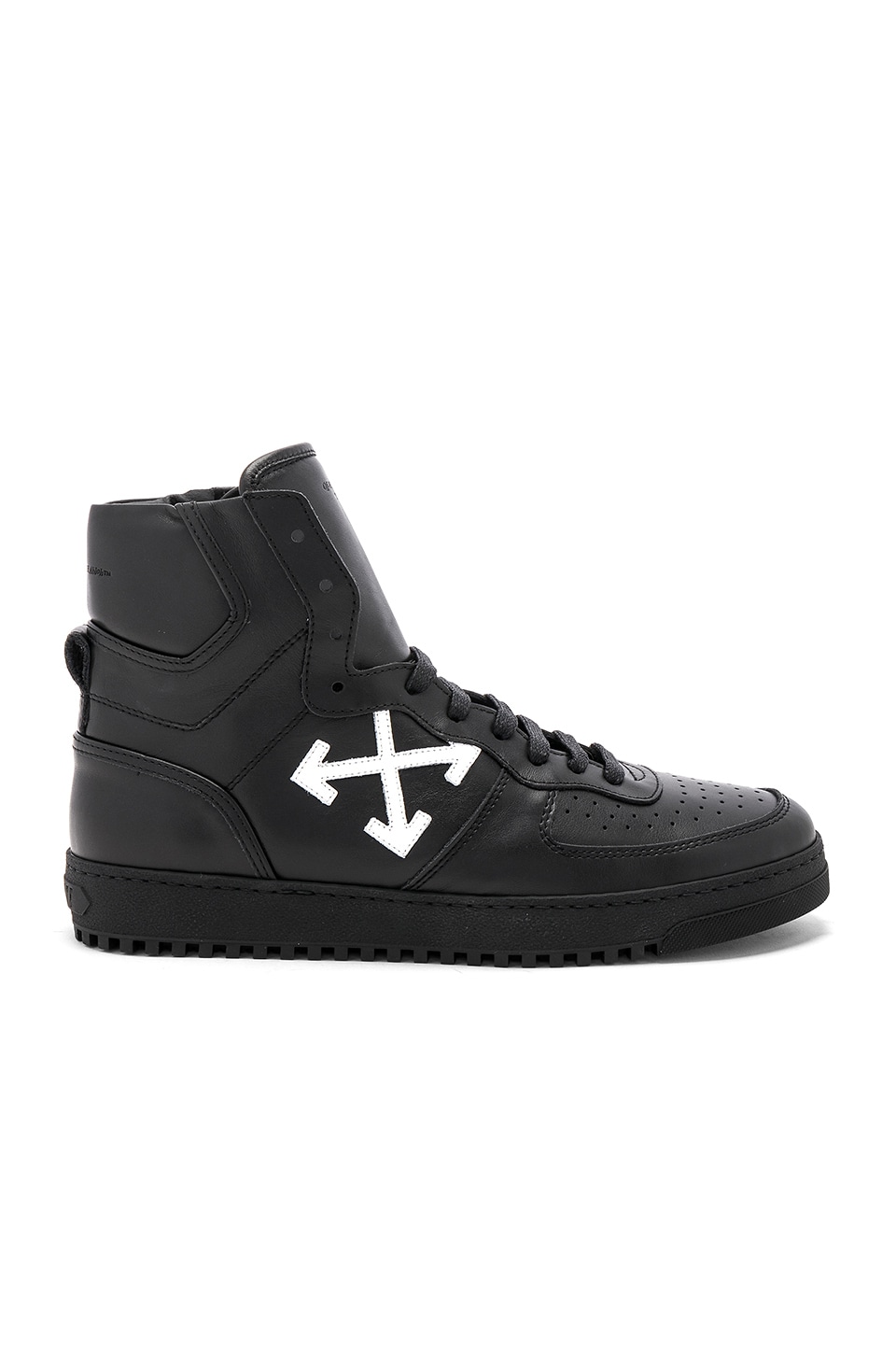 OFF-WHITE Vulcanised Arrow High-Top Sneakers in Black & White | ModeSens