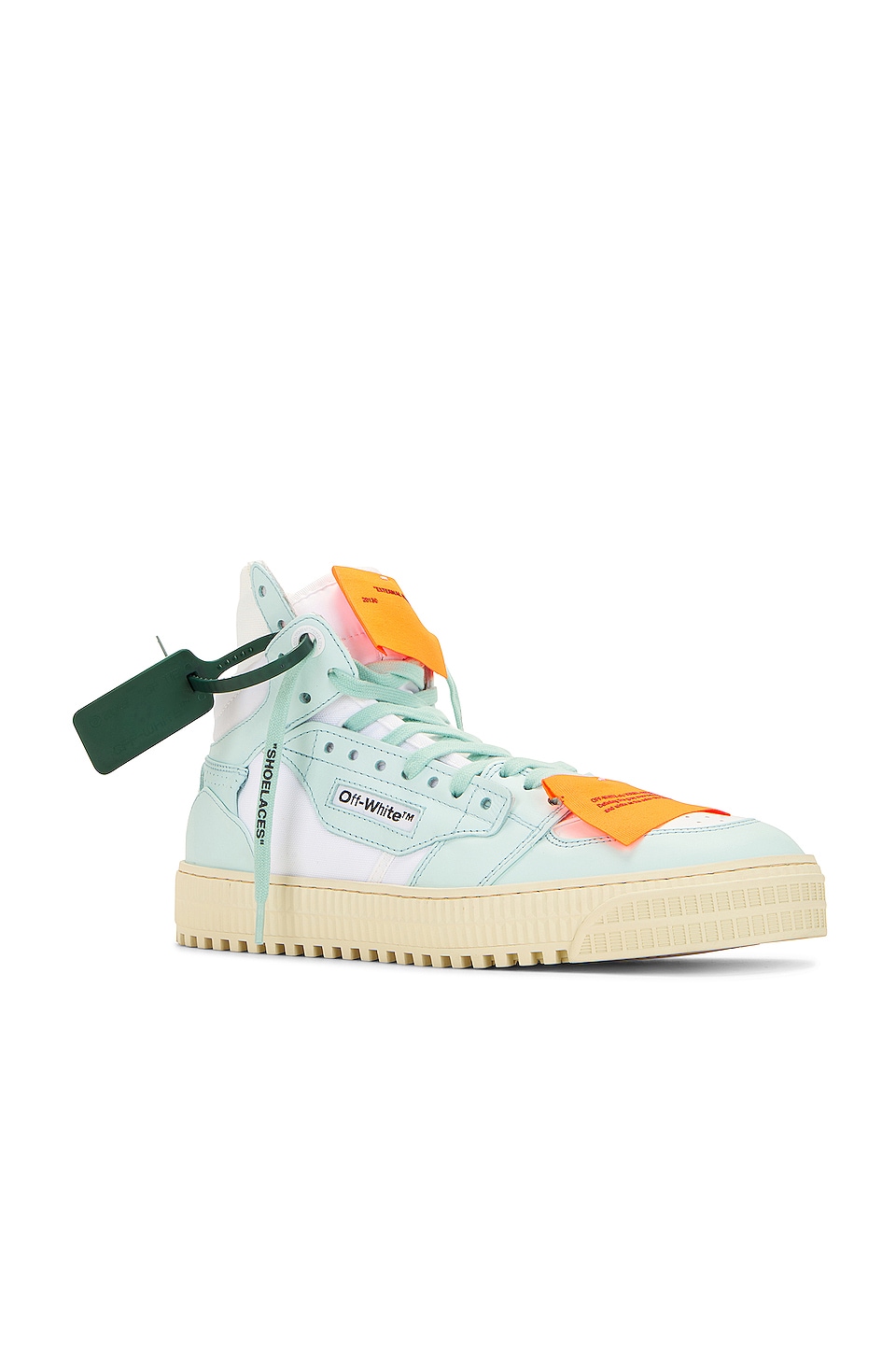 OFF-WHITE 3.0 Off Court High Top Sneakers in White & Mint