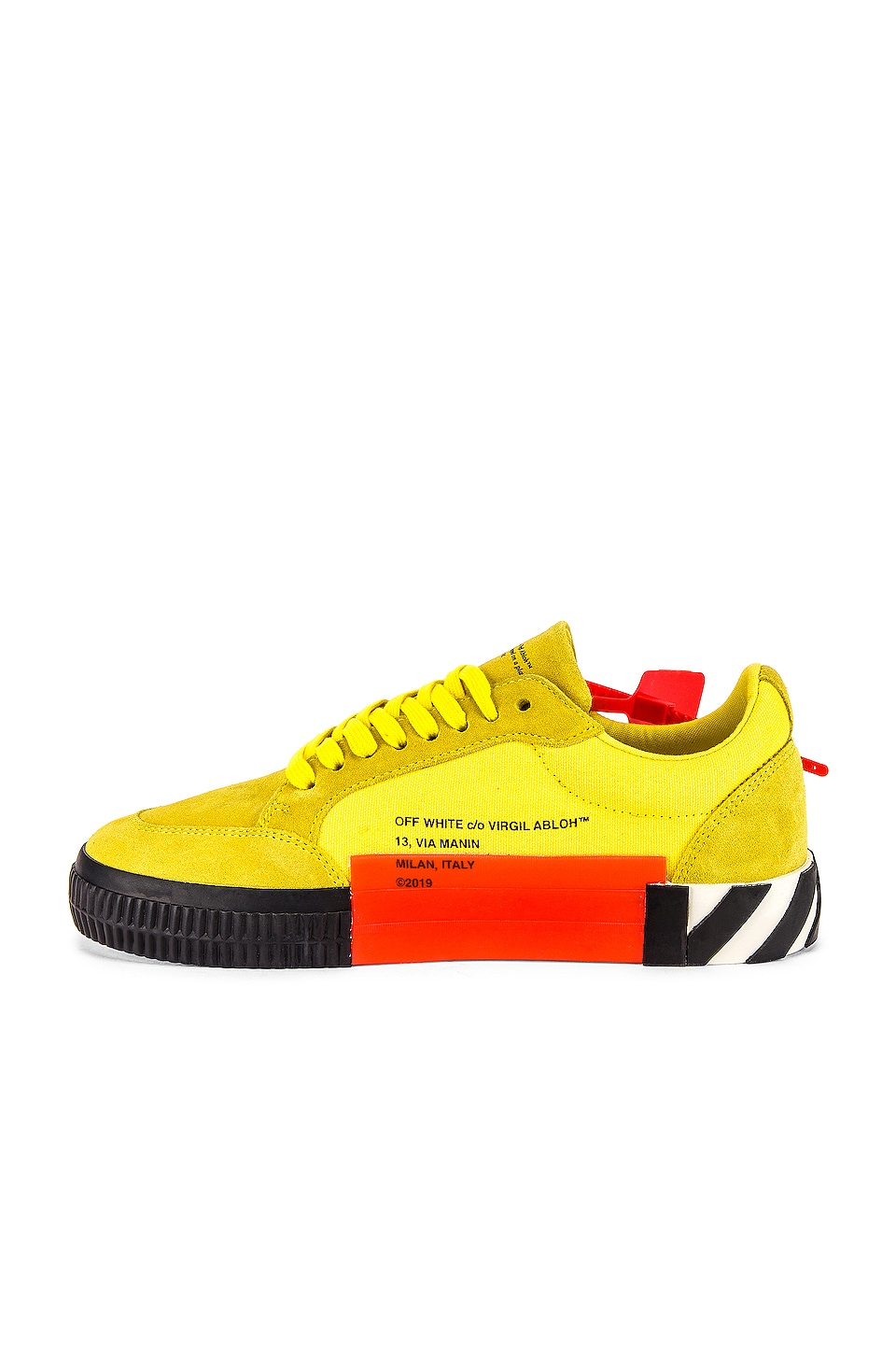 OFF-WHITE Low Vulcanized Sneaker in Yellow & Black | REVOLVE